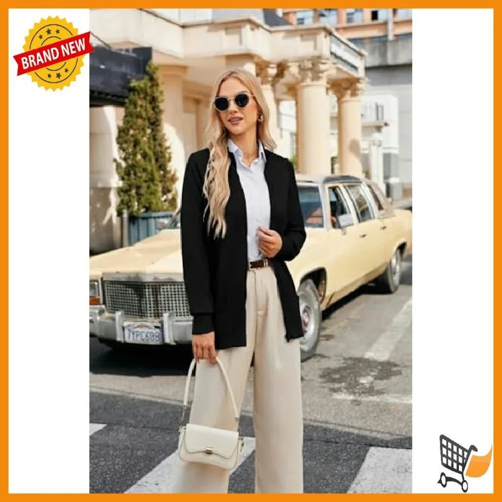 Long Sleeve Zip Up Knit Cardigan with Pockets Stand Collar Fall Jacket